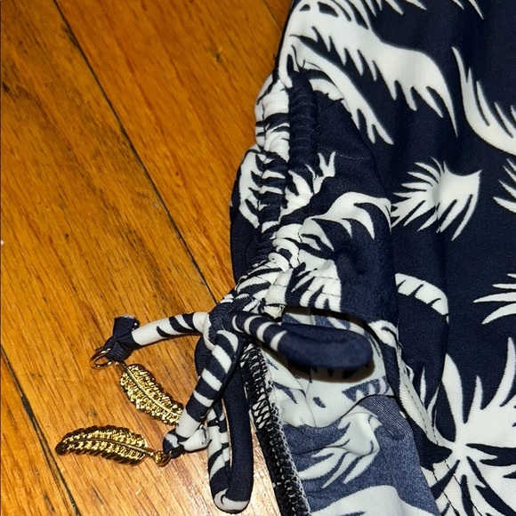 Blue and White Tropical One Piece Swimsuit - Picture 2 of 7